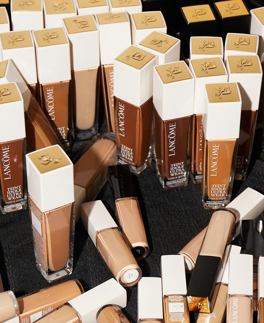Lancome foundations and concealers in various shades backstage at New York Fashion Week